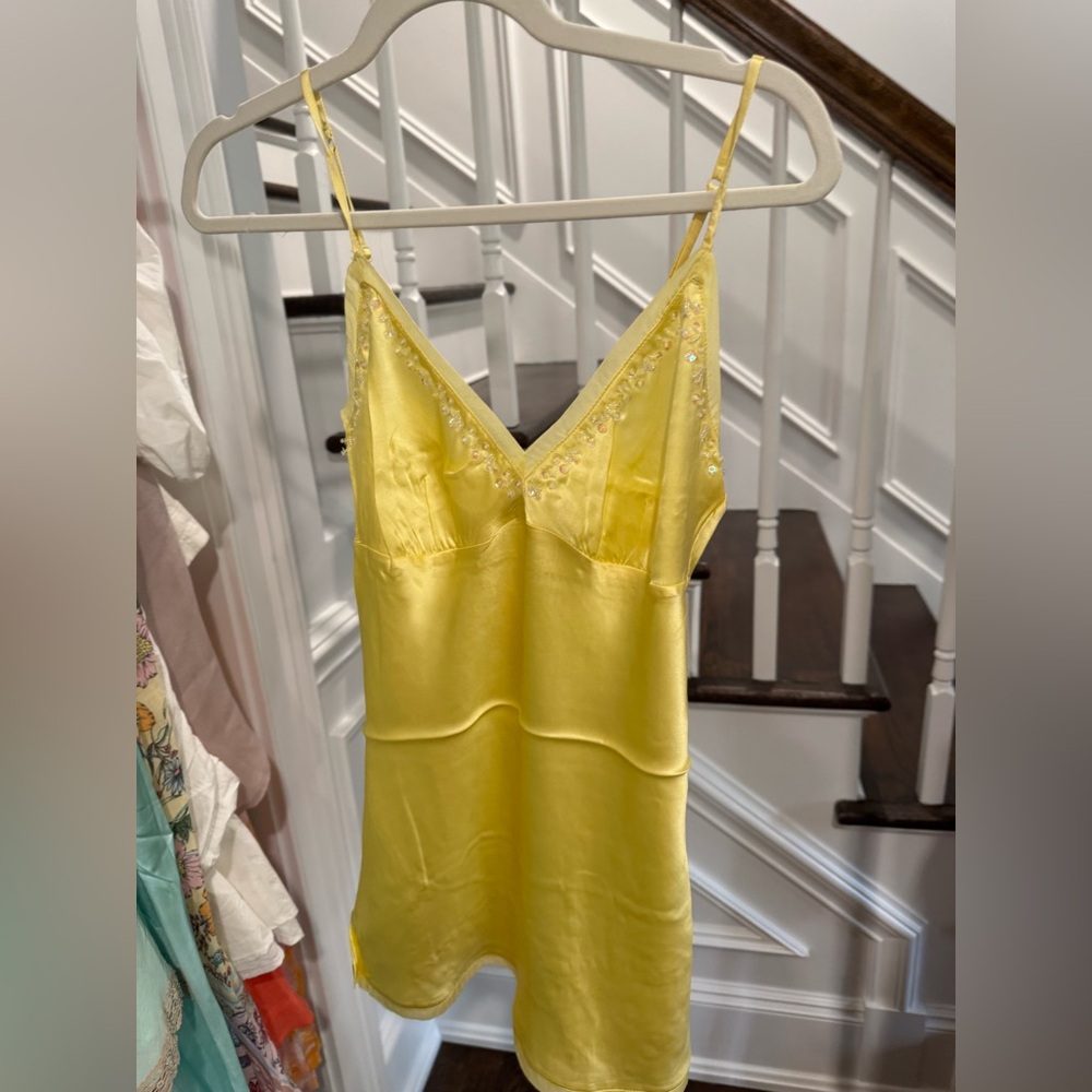 Gold Hawk Silk Chemise Slip in Yellow